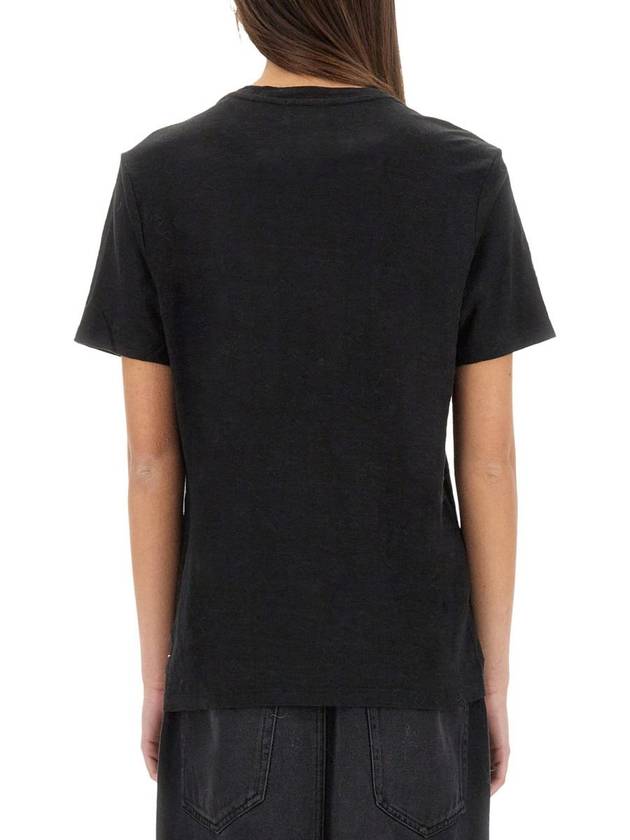 Zewel Logo Short Sleeve T Shirt Black - ISABEL MARANT ETOILE - BALAAN 4