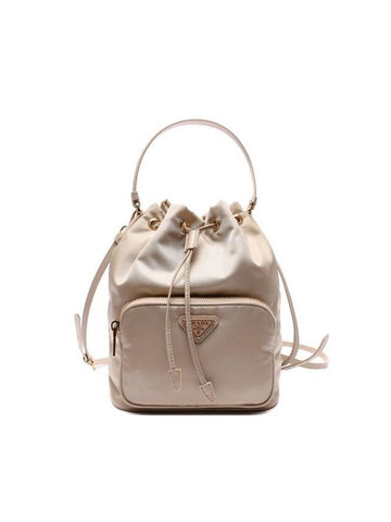 Duet Re-Nylon Bucket Bag Desert Beige - PRADA - BALAAN 1