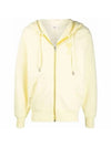 Men's Heart Embroidered Logo Zip-Up Hoodie Pale Yellow - AMI - BALAAN 1