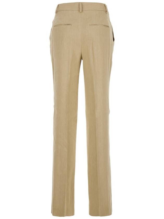 Beige Pants With High Waist And Belt Loops In Linen Blend Stretch Woman - ALBERTA FERRETTI - BALAAN 2