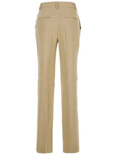 Beige Pants With High Waist And Belt Loops In Linen Blend Stretch Woman - ALBERTA FERRETTI - BALAAN 2