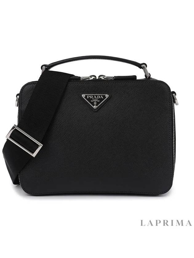 Medium Brique Saffiano Leather Cross Bag Black - PRADA - BALAAN 9