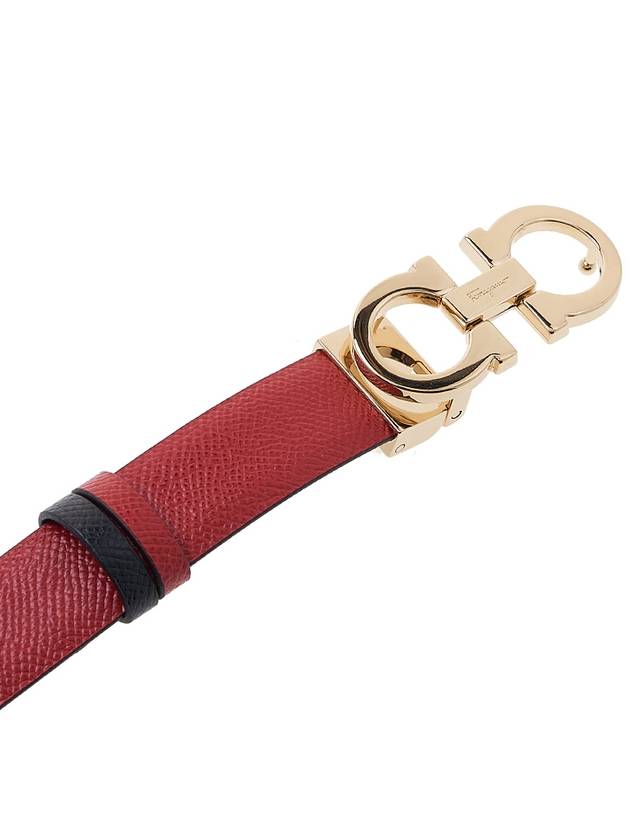 Reversible Gancini Leather Belt Black Lipstick Red - SALVATORE FERRAGAMO - BALAAN 7