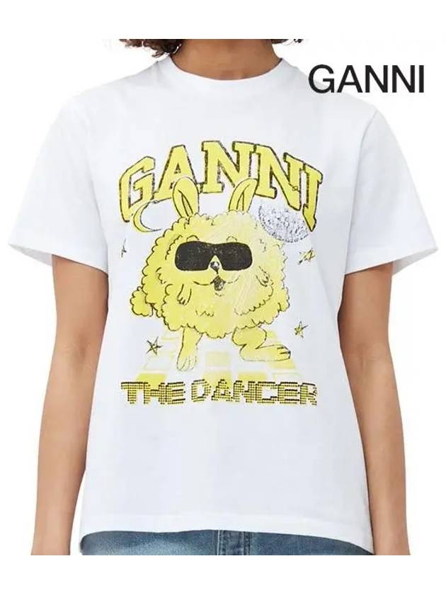 Dance Bunny Relaxed Short Sleeve T-Shirt Bright White - GANNI - BALAAN 3