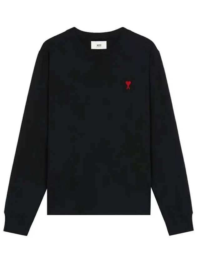 Small Heart Logo Sweatshirt Black - AMI - BALAAN 3