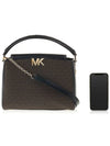 Karlie Medium Logo Satchel Shoulder Bag Black Brown - MICHAEL KORS - BALAAN 7