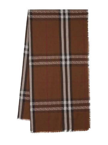 Wool Silk Monogram Check Scarf Brown - BURBERRY - BALAAN 1