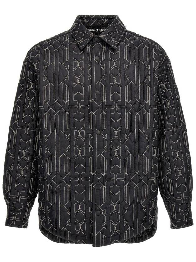 Monogram Quilted Overshirt Gray PMEA251E23FAB0011103 - PALM ANGELS - BALAAN 2