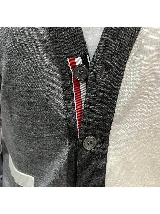 Men's Sustainable Classic Diagonal Wool Cardigan Tonal Grey - THOM BROWNE - BALAAN 9