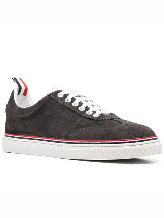 Men's 3 Bar Suede Low Top Sneakers Grey - THOM BROWNE - BALAAN 2