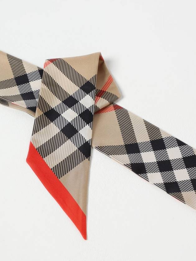 Check Red Hem Silk Scarf Beige - BURBERRY - BALAAN 4