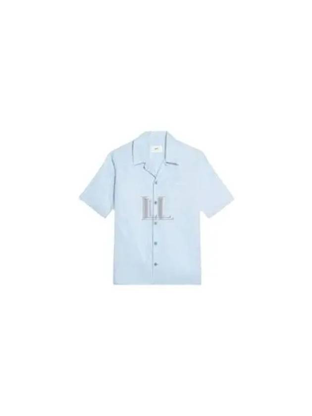 Camp Collar Pocket Cotton Short Sleeve Shirt Sky Blue - AMI - BALAAN 2