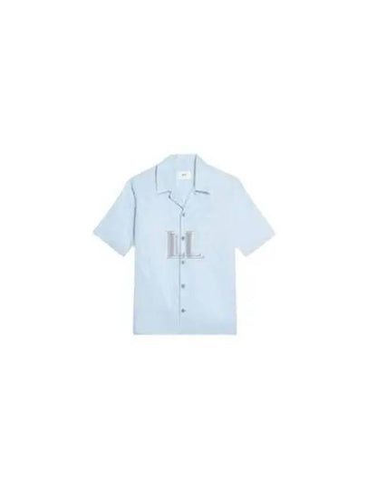 Camp Collar Pocket Cotton Short Sleeve Shirt Sky Blue - AMI - BALAAN 2