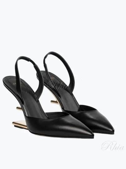 Women's First F Shape Metal Slingback Heels Black - FENDI - BALAAN 2