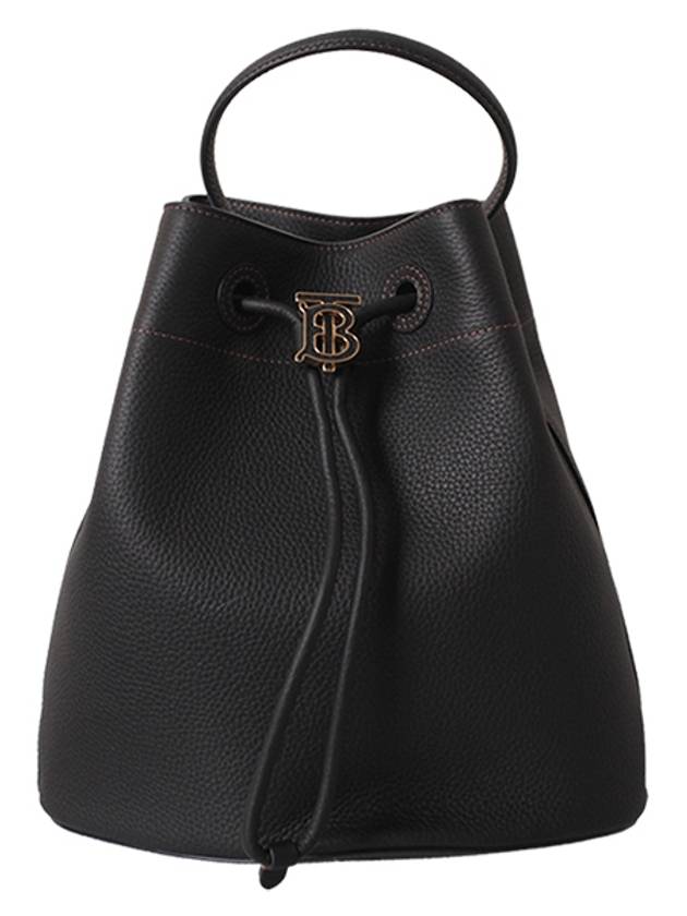 Small Grainy Leather TB Bucket Bag Black - BURBERRY - BALAAN.