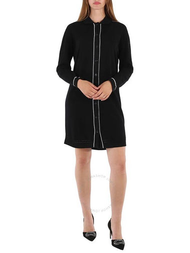 Barrie Ladies Contrast-trimmed Cashmere and Cotton Shirt Dress, Size Large - BARRIE - BALAAN 1