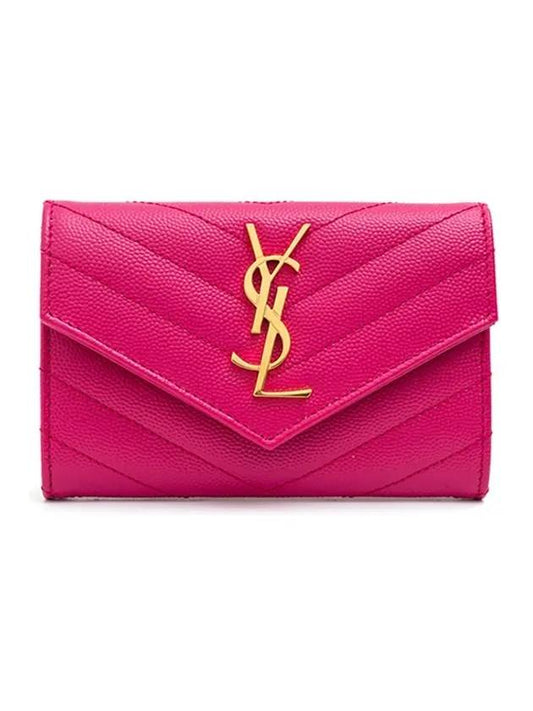 Monogram Envelope Small Half Wallet Fuchsia - SAINT LAURENT - BALAAN 1