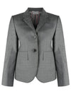 Women's Twill Slim Fit Single Breasted Wool Jacket Mid Grey - THOM BROWNE - BALAAN 2