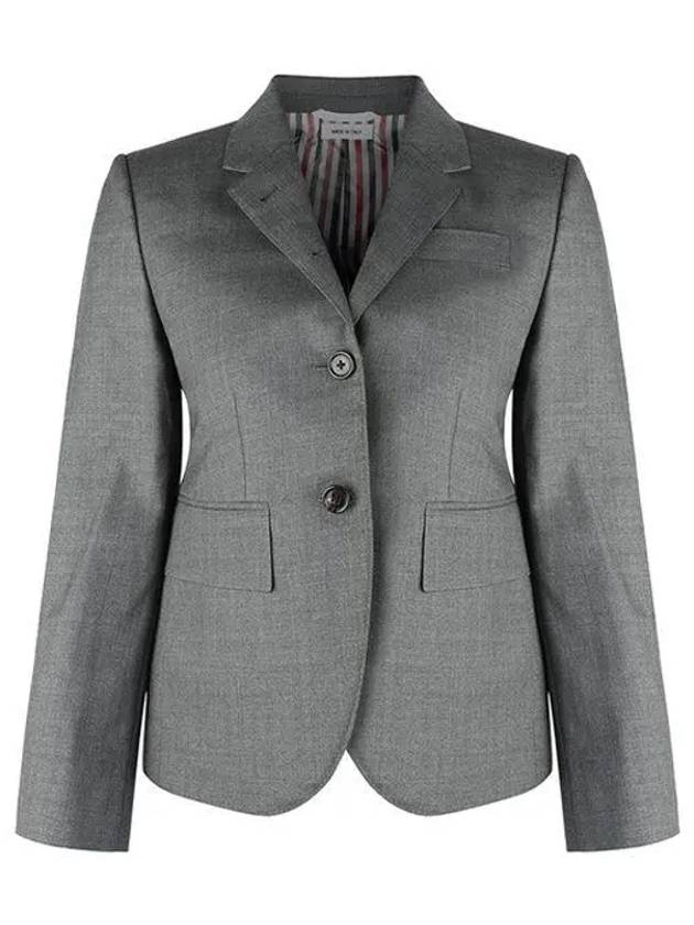 Women's Twill Slim Fit Single Breasted Wool Jacket Mid Grey - THOM BROWNE - BALAAN 2