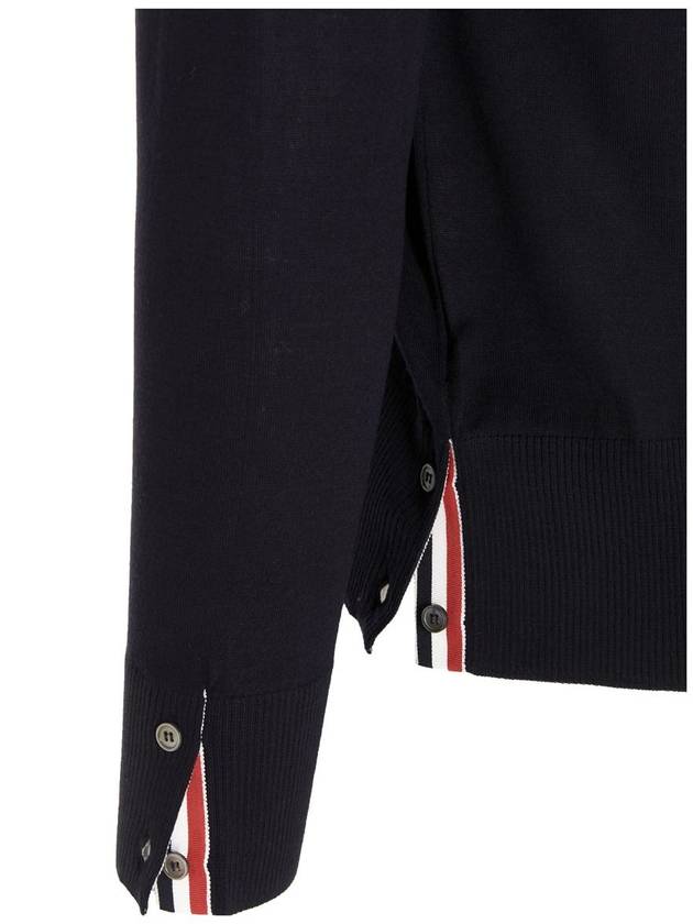 Men's Sustainable Classic Diagonal Wool Cardigan Navy - THOM BROWNE - BALAAN 5