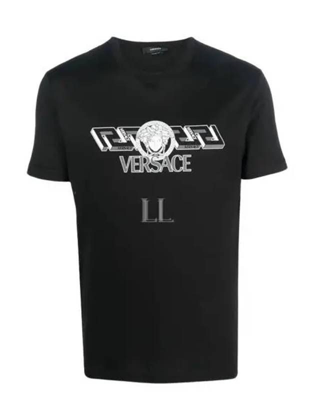 Men's La Greca Logo Short Sleeve T-Shirt Black - VERSACE - BALAAN 2