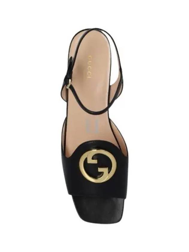 Women's Interlocking G Logo Leather Sandals Black - GUCCI - BALAAN 2