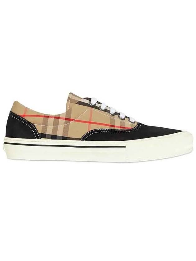 Men's Wilson Vintage Check Mix Low Top Sneakers Black Brown - BURBERRY - BALAAN 3