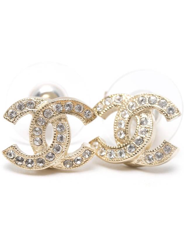 Crystal Metal Strass Earrings Gold - CHANEL - BALAAN 2