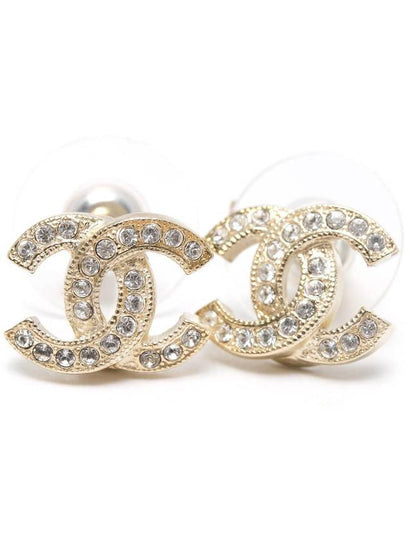 Crystal Metal Strass Earrings Gold - CHANEL - BALAAN 2