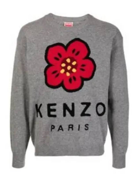 BOKE Flower Wool Knit Gray PFC65PU3453LD - KENZO - BALAAN 1