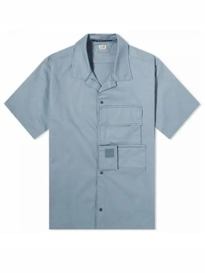 Metropolis Gabardine Short Sleeve Shirt Turbulence - CP COMPANY - BALAAN 2