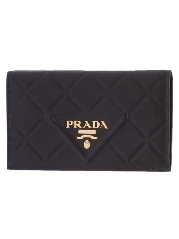 Small Leather Half Wallet Black - PRADA - BALAAN 1