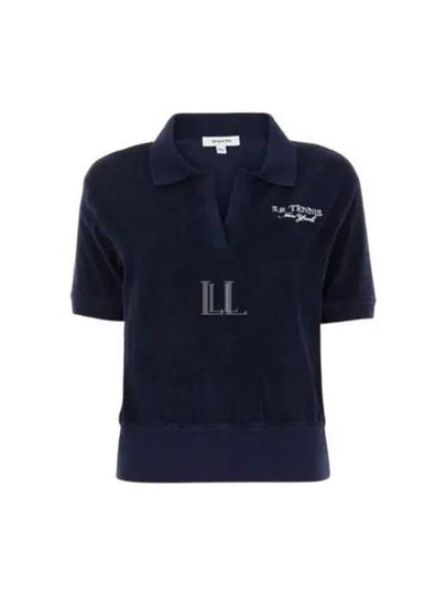 SR Tennis Terry Cloth Effect Polo Shirt Navy - SPORTY & RICH - BALAAN 2