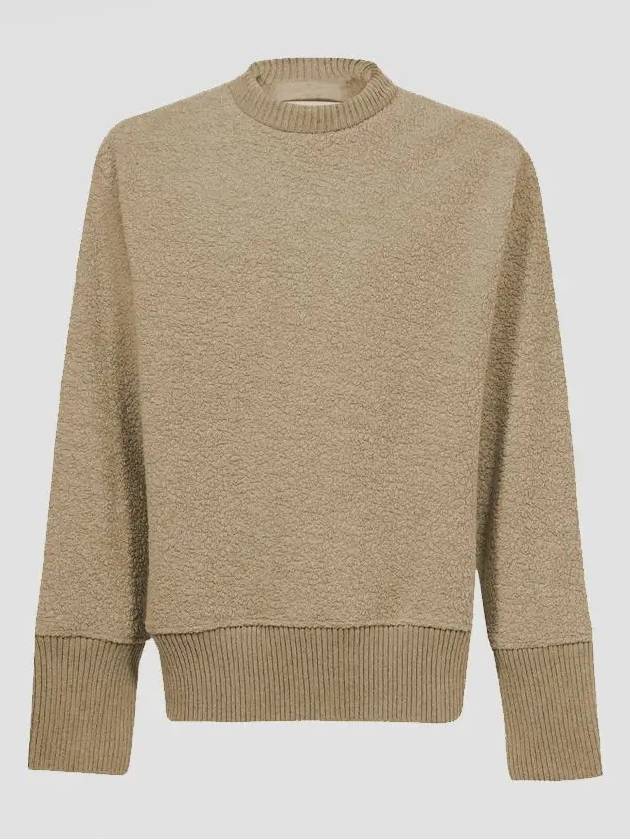 Men's Fleece Crew Neck Knit Top Brown - JIL SANDER - BALAAN 3