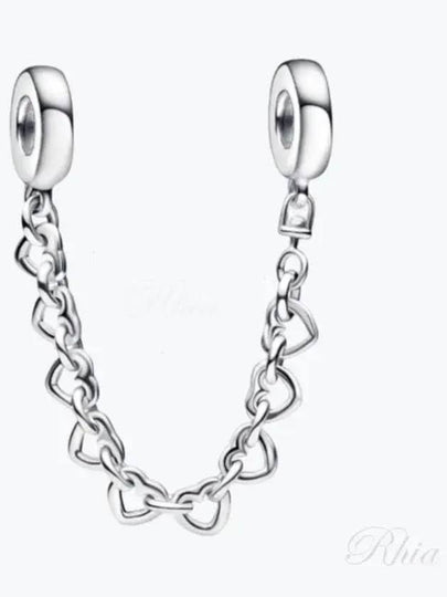 Women's Linked Heart Safety Chain Bracelet Charm Silver - PANDORA - BALAAN 2