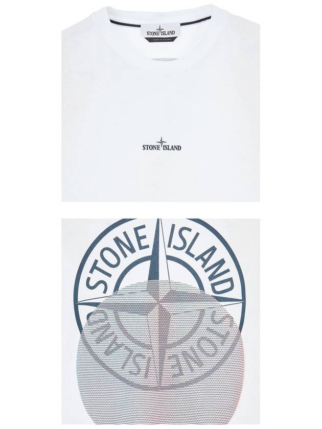 Tricromia Three Print Cotton Jersey T-Shirt White - STONE ISLAND - BALAAN 6