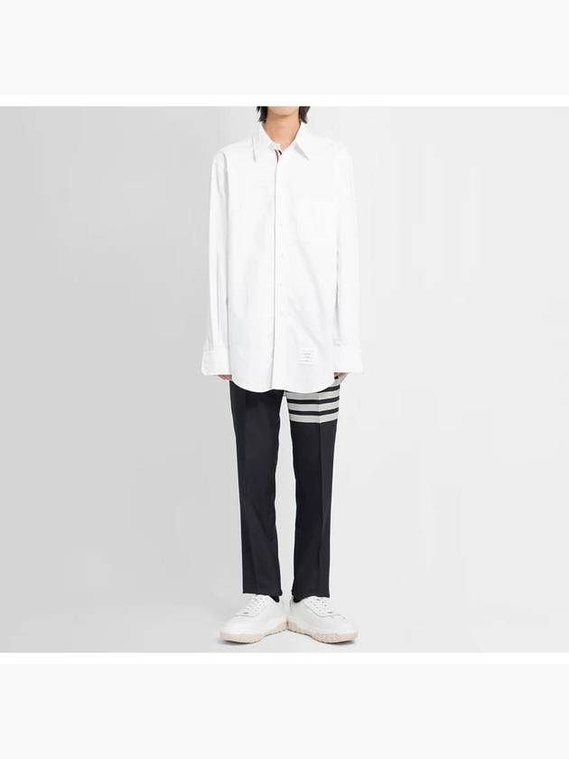 Men's Logo Patch Classic Cotton Long-Sleeve Shirt White - THOM BROWNE - BALAAN 5