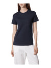 Logo Cotton Short Sleeve T-Shirt Navy - MAX MARA - BALAAN 1