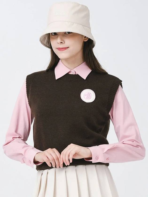 Crew neck knit vest BROWN - MONBIRDIE GOLF - BALAAN 2