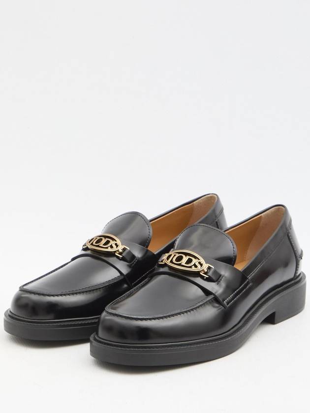 Metal Logo Leather Loafers Black - TOD'S - BALAAN 3