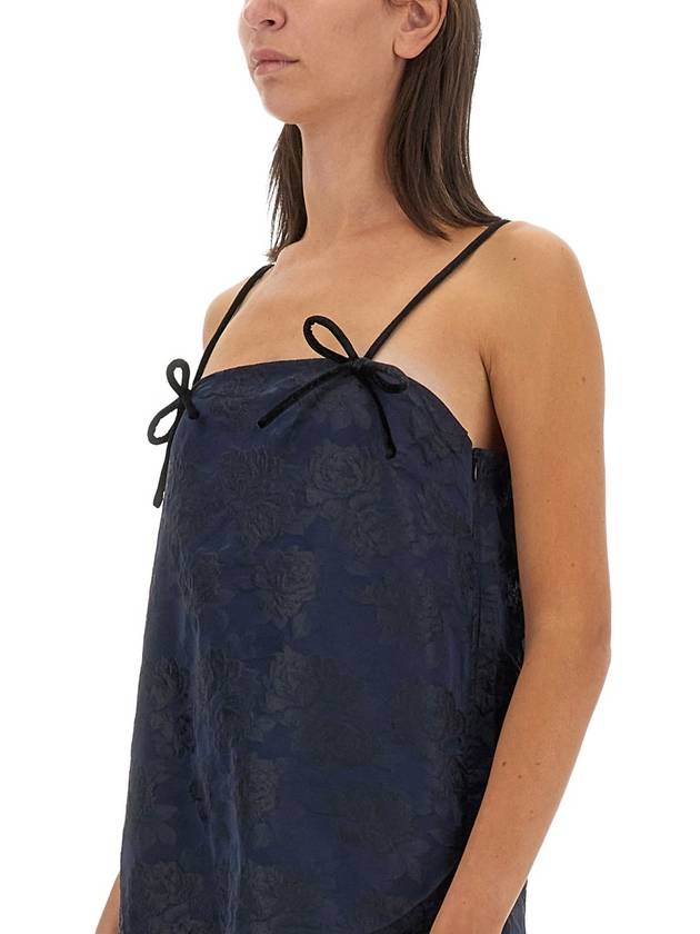 Botanical Jacquard Strap Midi Dress Blue - GANNI - BALAAN 5