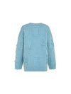 Alphabet Raised Pattern Wool Knit Top Blue - BOTTEGA VENETA - BALAAN 3