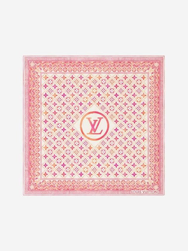 LV Tiles Square 90 Scarf Coral - LOUIS VUITTON - BALAAN 1