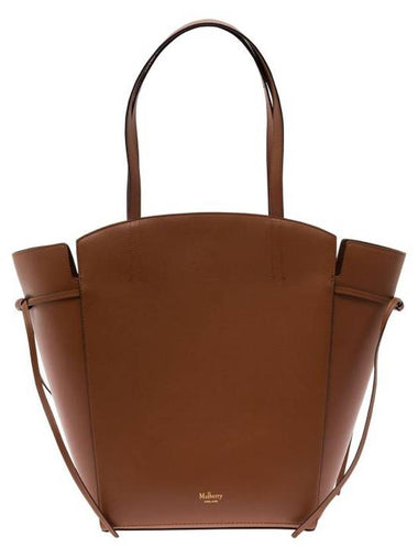 Clovelly Embossed Logo Classic Leather Tote Bag Brown - MULBERRY - BALAAN 1