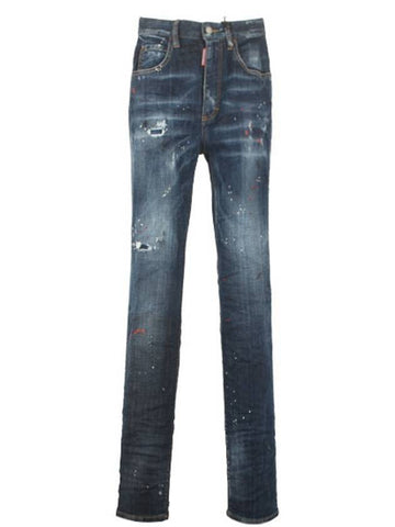 logo patch tight jeans blue - DSQUARED2 - BALAAN.