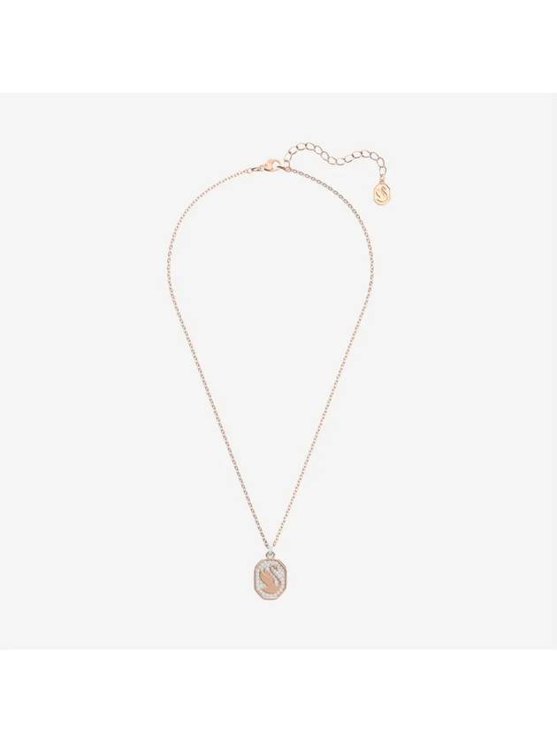 Swan Octagon Emblem Pendant Necklace Rose Gold - SWAROVSKI - BALAAN 3