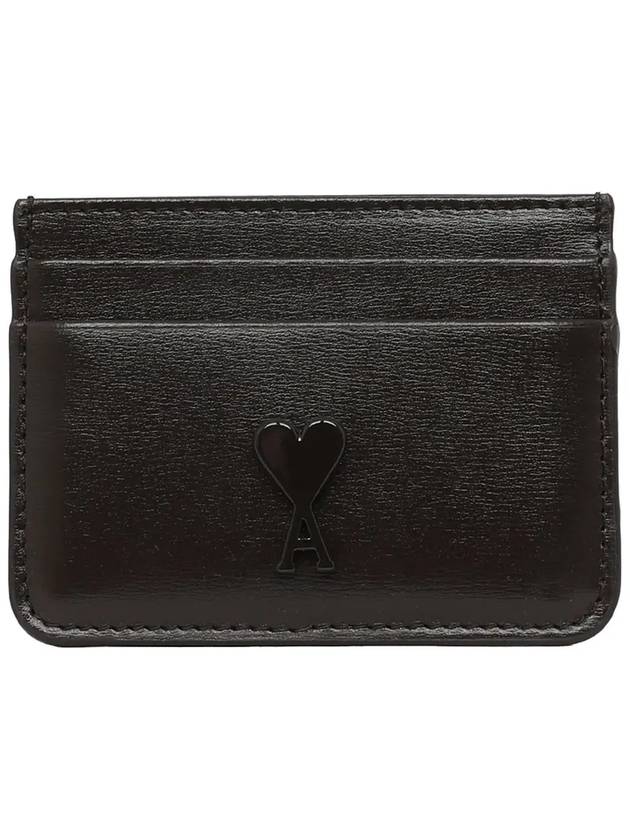 Heart Logo Leather Card Wallet Dark Brown - AMI - BALAAN 3