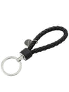 Intrecciato Leather Key Holder Black - BOTTEGA VENETA - BALAAN.