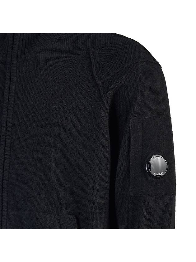 Lambswool GRS Zipped Cardigan Black - CP COMPANY - BALAAN 6