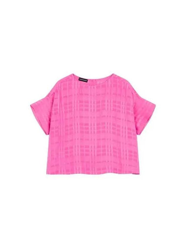 Women s back button up check blouse dark pink 270424 - EMPORIO ARMANI - BALAAN 1